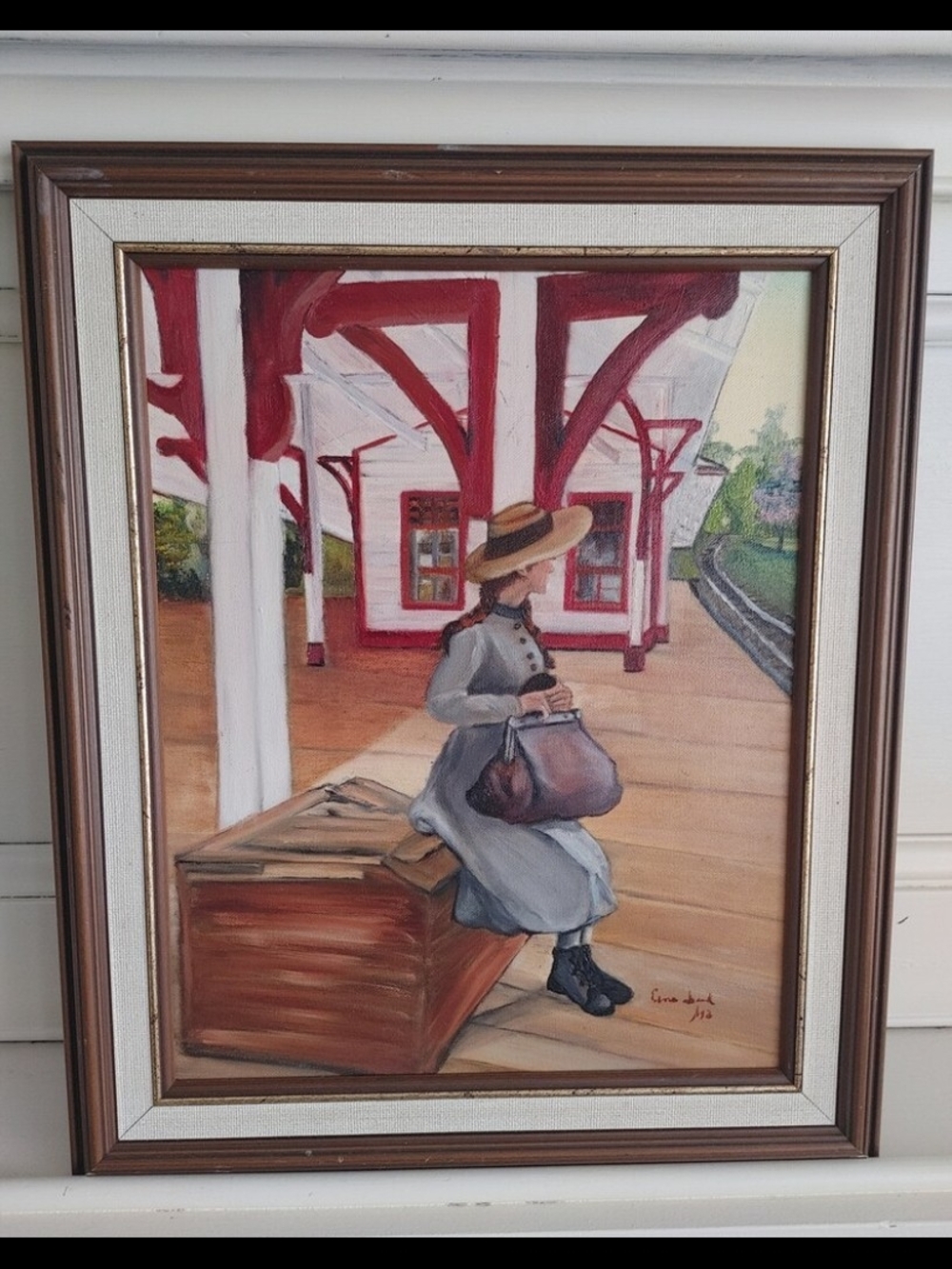 Vintage Anne Of Green Gables Framed Oil Painting